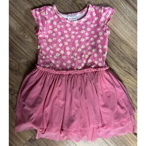 Hannah Andersson Pink Floral Tulle Tutu Dress Size 5 Short Sleeve Girl’s